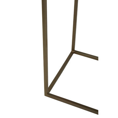 Aris Black Acacia Wood Console Table with Gold Inlay