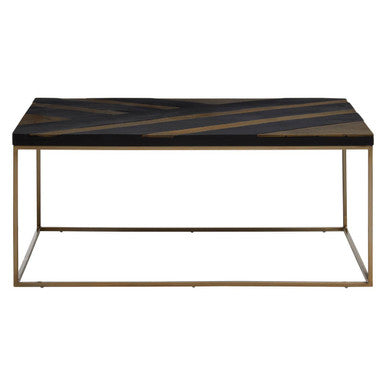Aris Black Acacia Wood Coffee Table with Gold Inlay