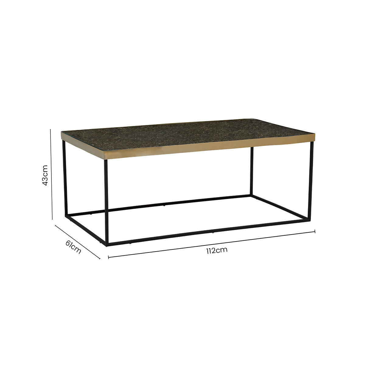 Aris Black Acacia Wood Coffee Table with Gold Inlay