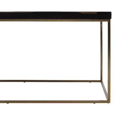 Aris Black Acacia Wood Coffee Table with Gold Inlay