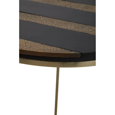 Aris Black Acacia Wood Side Table with Gold Inlay