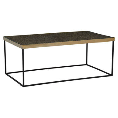 Akola Gold Finish Coffee Table with Black Base