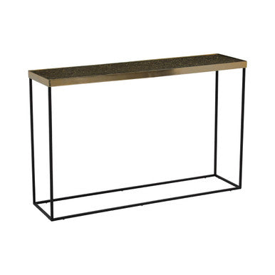 Akola Gold Finish Console Table with Black Base