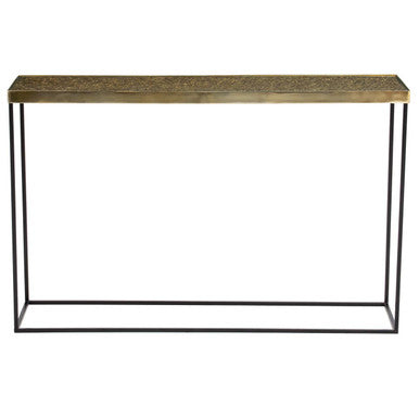 Akola Gold Finish Console Table with Black Base