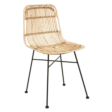 Manado Natural Rattan Dining Chair with Black Finish Legs