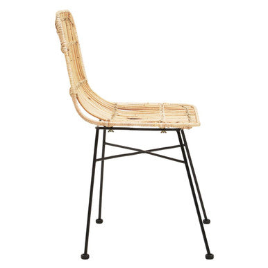 Manado Natural Rattan Dining Chair with Black Finish Legs