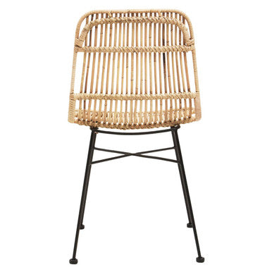 Manado Natural Rattan Dining Chair with Black Finish Legs