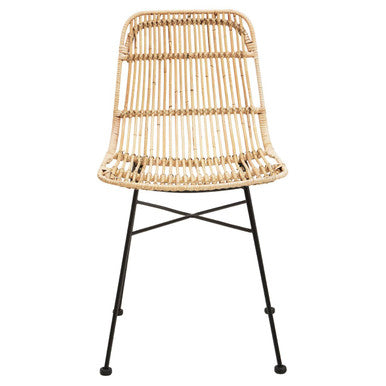 Manado Natural Rattan Dining Chair with Black Finish Legs