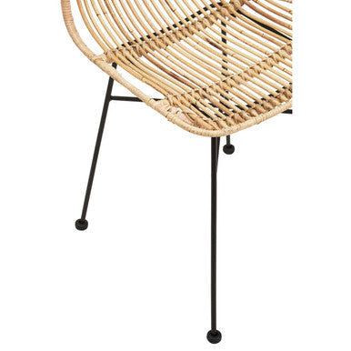 Manado Natural Rattan Dining Chair with Black Finish Legs