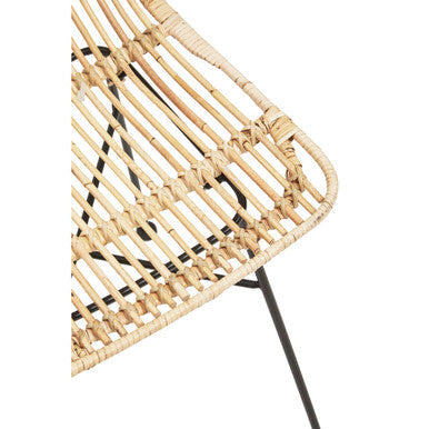 Manado Natural Rattan Dining Chair with Black Finish Legs