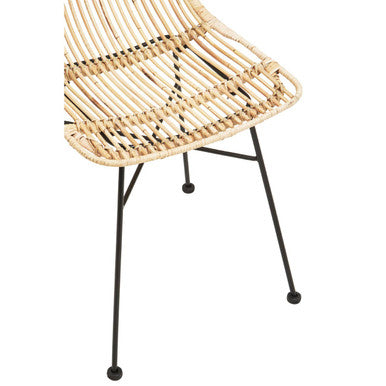 Manado Natural Rattan Dining Chair with Black Finish Legs