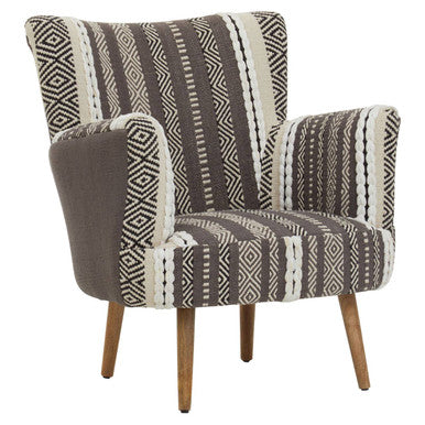 Cefena Grey and White Textured Fabric Chair