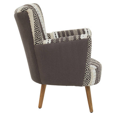 Cefena Grey and White Textured Fabric Chair