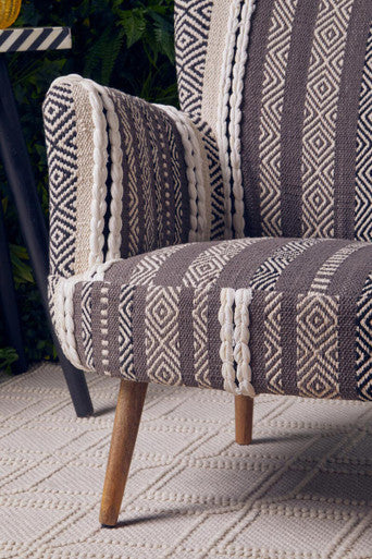 Cefena Grey and White Textured Fabric Chair