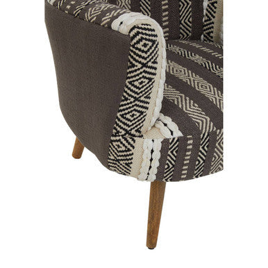 Cefena Grey and White Textured Fabric Chair