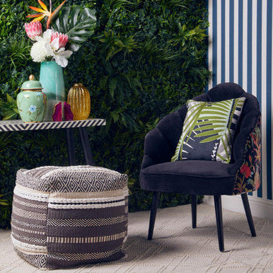 Grey and White Pouffe | Cefena