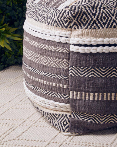 Grey and White Pouffe | Cefena