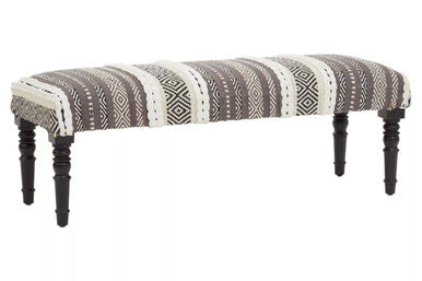Cefena Grey and White Textured Fabric Bench