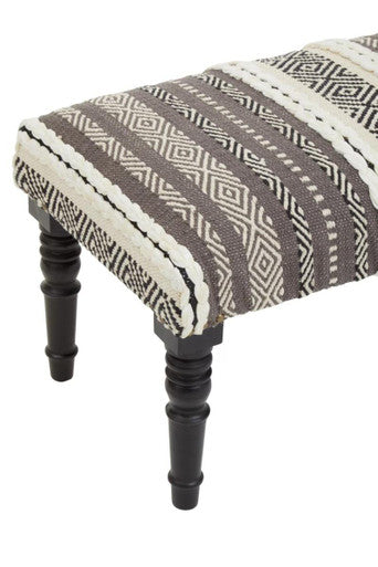 Cefena Grey and White Textured Fabric Bench