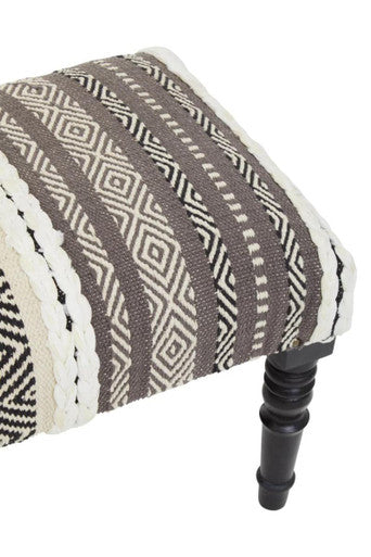 Cefena Grey and White Textured Fabric Bench