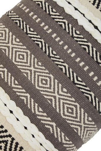 Cefena Grey and White Textured Fabric Bench