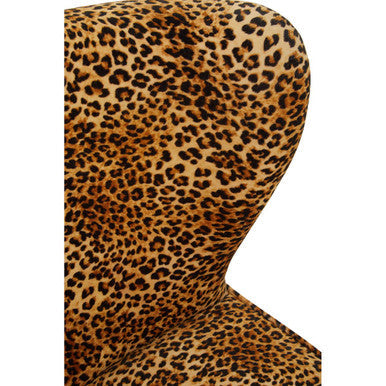 Cefena Black Leopard Print Velvet Chair with Mango Wood Legs