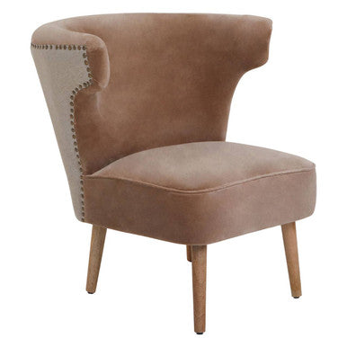 Cefena Mink Velvet and Natural Linen Chair