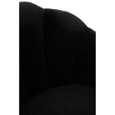 Cefena Black Scalloped Chair with Peacock Printed Back