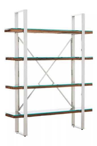 Kerala Natural Recycled Wood 4 Tier Shelf Unit