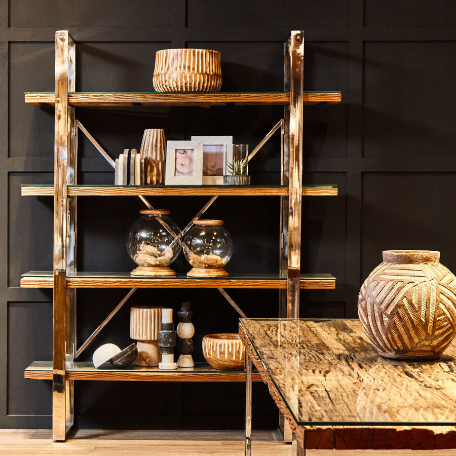Kerala Natural Recycled Wood 4 Tier Shelf Unit