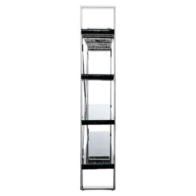 Kerala Black Recycled Wood and Glass 4 Tier Shelf Unit