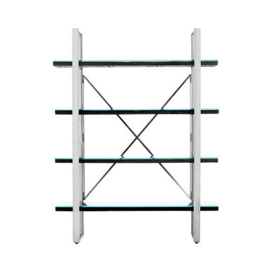 Kerala Black Recycled Wood and Glass 4 Tier Shelf Unit