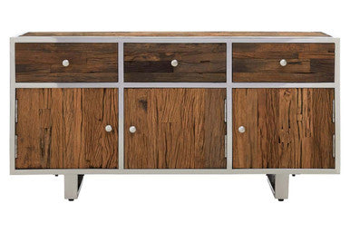 Kerala Natural Recycled Wood 3 Door and 3 Drawer Sideboard