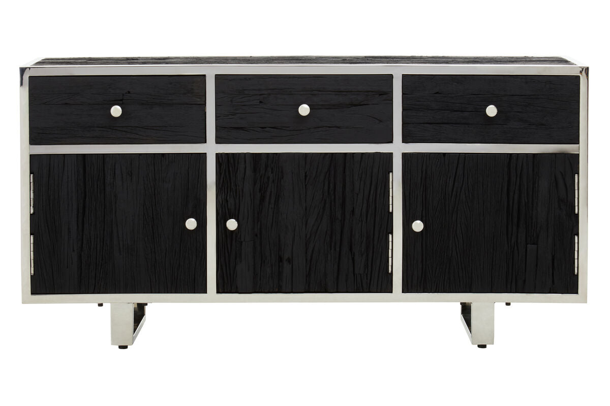 Kerala Black Recycled Wood 3 Door and 3 Drawer Sideboard
