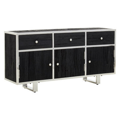 Kerala Black Recycled Wood 3 Door and 3 Drawer Sideboard