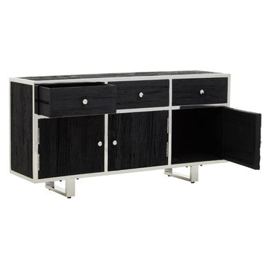 Kerala Black Recycled Wood 3 Door and 3 Drawer Sideboard