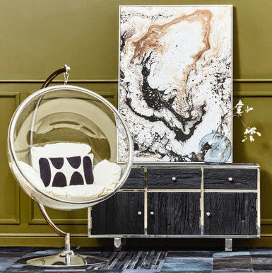 Kerala Black Recycled Wood 3 Door and 3 Drawer Sideboard