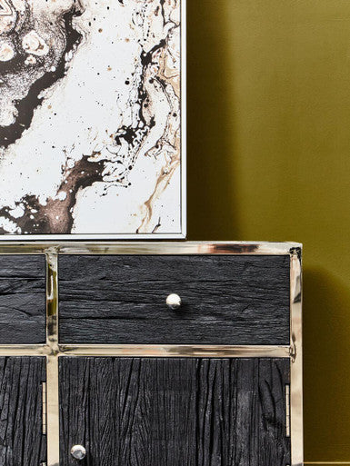 Kerala Black Recycled Wood 3 Door and 3 Drawer Sideboard