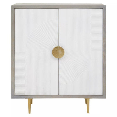 Sareel Cream and Grey Mango Wood 2 Door Cabinet