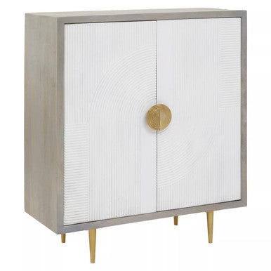 Sareel Cream and Grey Mango Wood 2 Door Cabinet