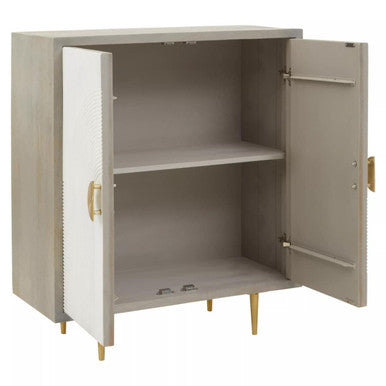 Sareel Cream and Grey Mango Wood 2 Door Cabinet