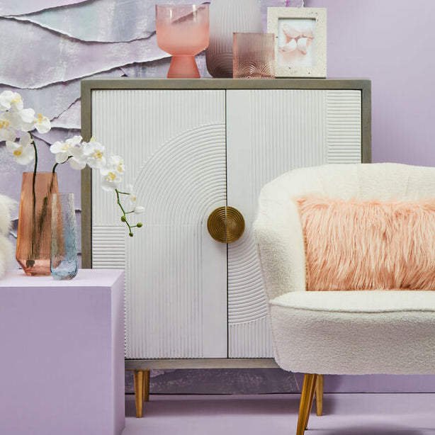 Sareel Cream and Grey Mango Wood 2 Door Cabinet