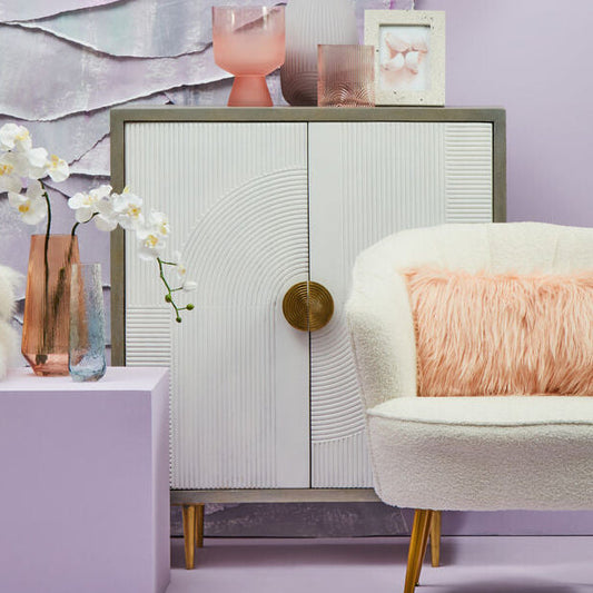 Sareel Cream and Grey Mango Wood 2 Door Cabinet