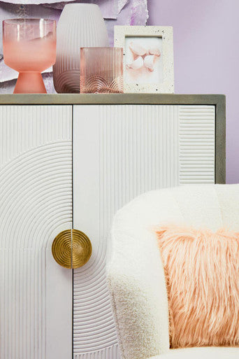 Sareel Cream and Grey Mango Wood 2 Door Cabinet