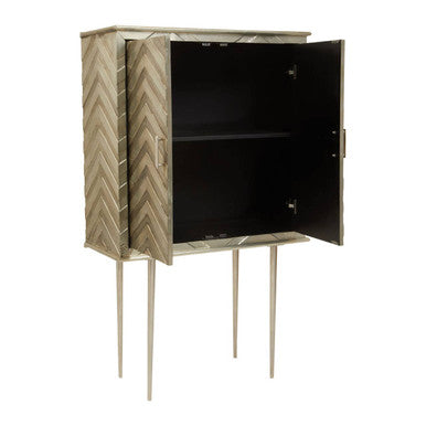 Sirsa Silver Finish Mango Wood Carved Cabinet