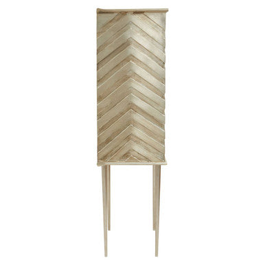 Sirsa Silver Finish Mango Wood Carved Cabinet