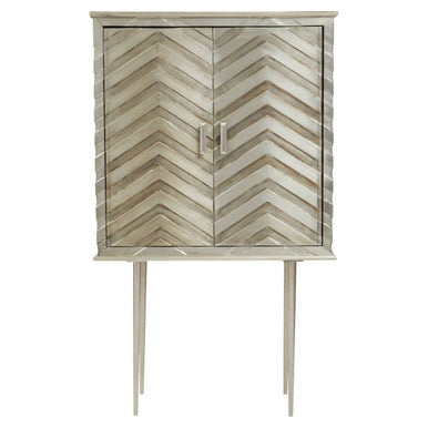 Sirsa Silver Finish Mango Wood Carved Cabinet