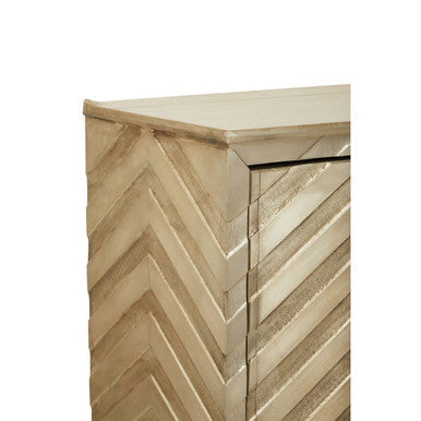 Sirsa Silver Finish Mango Wood Carved Cabinet