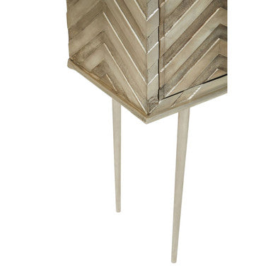 Sirsa Silver Finish Mango Wood Carved Cabinet