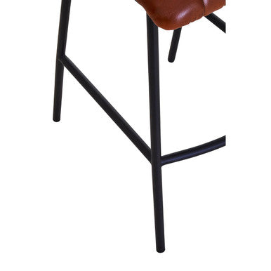 Buffalo Tan Leather Bar Chair with Rattan Back
